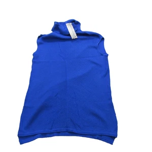 Dana Buchman Sweater Womens Medium Blue Cobalt Turtleneck Sleeveless Ribbed Knit - Picture 1 of 9