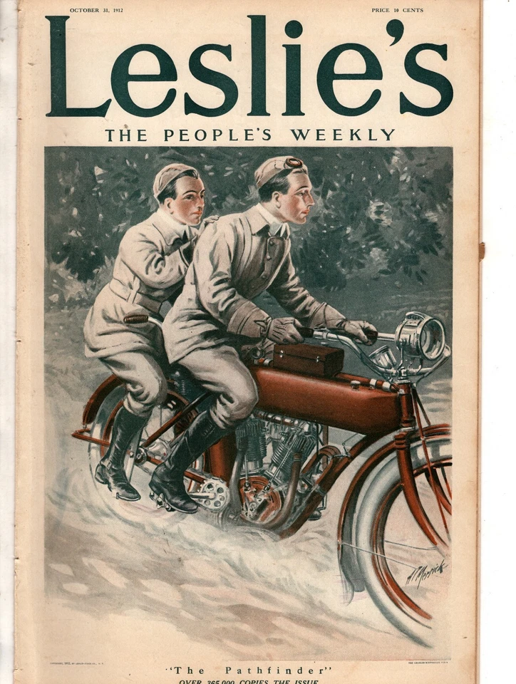 1912 Leslie's October 31-Big Motorcycle issue. All about assassins; Try on Teddy - Image 1 of 1