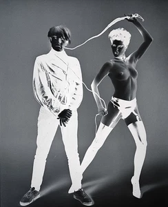 Vintage 8x10 Negative of Andy Warhol posing w/ Dominatrix, Factory Era - Picture 1 of 2
