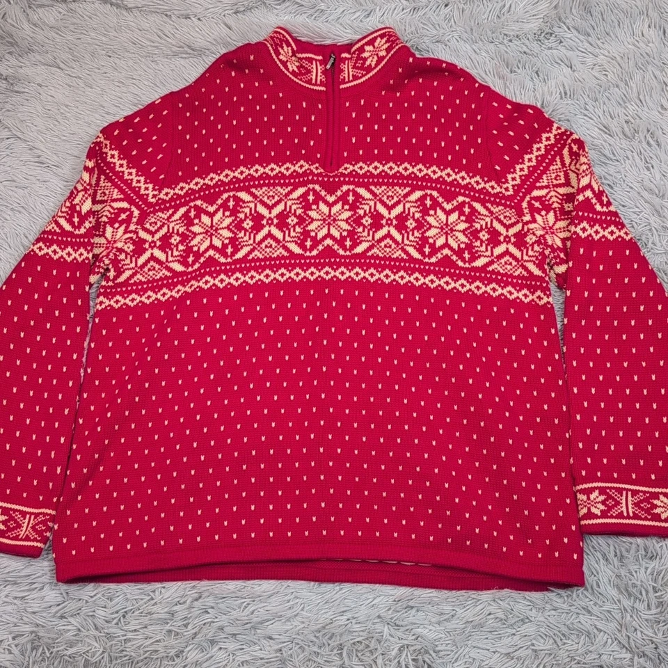 Vintage Lands' End Sweater Womens XL Red Holiday Cozy Comfort Snowflake  - Image 1 of 4