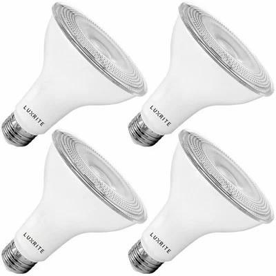 Luxrite 4-Pack LED PAR30 Flood Light Bulb Bright White 11W Dimmable Wet Rated - Image 1 of 4