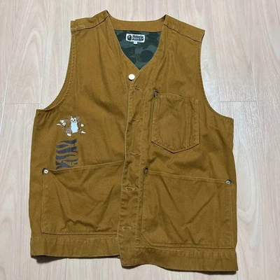 A BATHING APE  Vest cotton camel L Used - Image 1 of 4