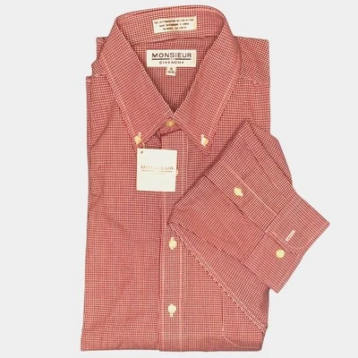 Givenchy Monsieur мужской бордовый чек рубашка на пуговицах 16 34/35 новый - Изображение 1 из 4