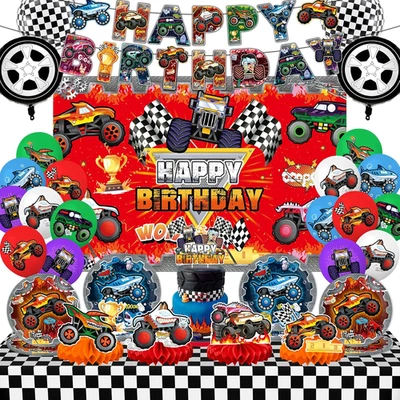 Camión Cumpleaños Fiesta Suministros Camión Tema Fiesta Decoraciones, Incluye Mantel  Foto 1 de 4