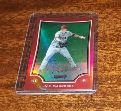 乔·桑德斯 2009 年 BOWMAN CHROME #186 红色反光卡 #/5 (1/5) SSP — 第 1/3 张图片