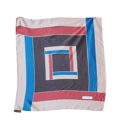  Bufanda vintage de los años 80 Yves Saint Laurent cuadrada de seda estampado geométrico YSL Foto 1 de 4