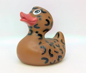 Jouet de bain de collection Rubber Duck A-25 imprimé guépard marron noir grincement 3,5" - Photo 1 sur 8