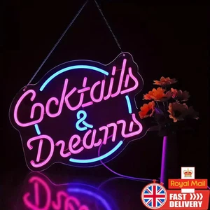 Cocktails & Dreams Cocktails Beer LED Neon Light Sign for Bar Pub Club Nightclub - Picture 1 of 41