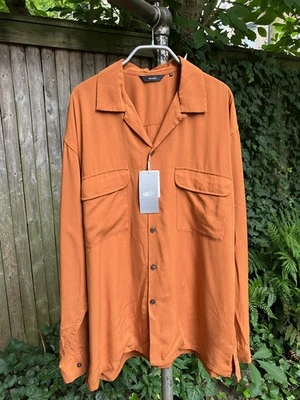 Beams Japan Rayon blend Orange Loop Collar 2 Pocket Shirt M 22.5"pit NWT - Image 1 of 4