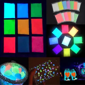 11 leuchtende fluoreszierende superhelle im Dunkeln leuchtende Sandpartikel Leuchtpigment - Bild 1 von 15