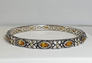 Barbara Bixby Sterling Silver  18k Gold Bangle Bracelet Citrine Stones Beautiful