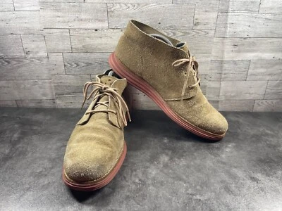 Botas masculinas Cole Haan Chukka 10,5M LunarGrand sapatos marrom camurça com cadarço deserto - Imagem 1 de 4