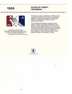 SOUVENIR CARD MINT Statue of Liberty Centennial MINT 1986 10 in auction (orange - Picture 1 of 1