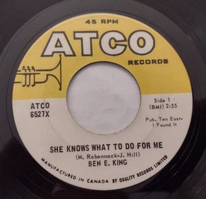CANADA!!! Ex BEN E KING She Knows What To Do For Me 1967 FUNK SOUL 45 - Imagen 1 de 2