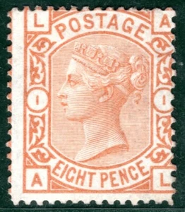 GB QV Stamp SG.156 8d Orange Plate 1 (AL) (1876) Mint MM Cat £1,850- PRED37 - Picture 1 of 6