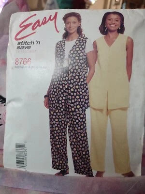 Vest Pull On Pants McCalls 8766 Sewing Pattern UC FF 10 12 14 16 Stitch N Save  - Image 1 of 2