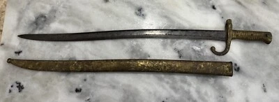 GREAT ORIGINAL Pre-WWI 1868'S FRENCH CHASSEPOT SWORD BAYONET & Scabbard Painted - Image 1 of 4