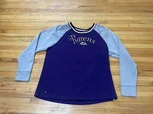 Antigua Shirt Women's XL Purple Colorblock Baltimore Ravens Team Long Sleeve - Picture 1 of 9