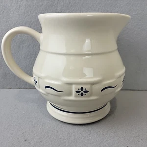 Longaberger Pottery Woven Traditions Heritage Blue Cream Pitcher 5 3/4" 32 OZ. - Picture 1 of 10