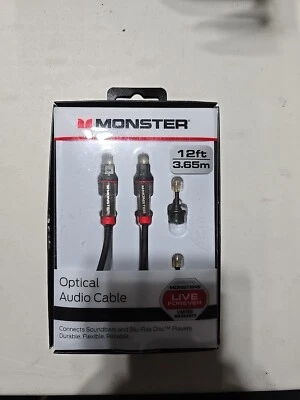 Monster 12-FT 3.65M OPTICAL AUDIO CABLE Digital Fiber Toslink Soundbars Blu-Ray - Image 1 of 2