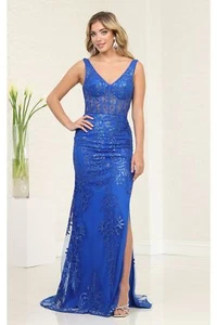 Womens Dresses For Evening Formal Prom Long V-Neck Sleeveless Sheath Plus Size - Picture 1 of 23