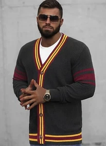 Mens Cardigan Sweater Comfy Outwear Knit Casual Long Sleeve Winter Big 2XL - Picture 1 of 6