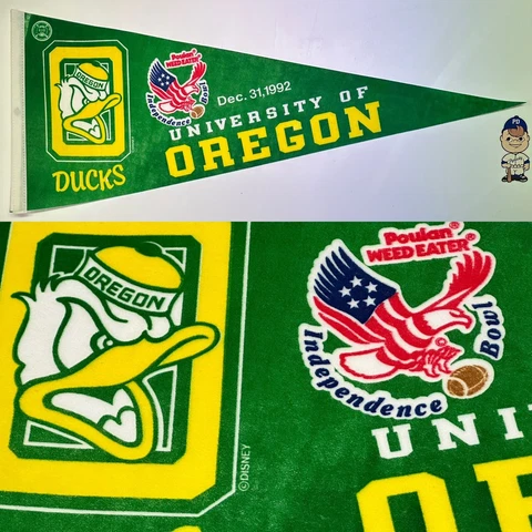 1992 Oregon Ducks University Football Vintage Pennant 12x30 Independence Bowl Cover
