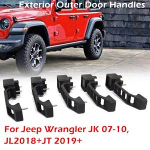 5pcs Black ABS Exterior Door Handles Set for Jeep Wrangler JK 2007-2018 JL JT AS - Picture 1 of 11