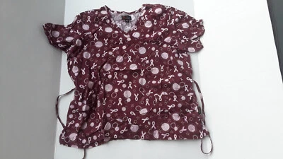 Peaches pink ribbon scrubs top size XL - Image 1 of 2