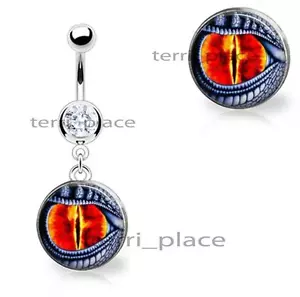 Piercings de ombligo colgante ojo de dragón gema cz 14ga 3/8" 316L joyería corporal - Imagen 1 de 1