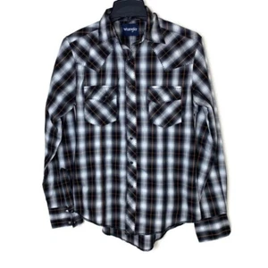 Wrangler Wrancher PEARL SNAP Button Down Western Shirt Men's Small Plaid Black - Picture 1 of 8