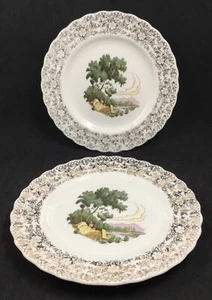 2 American Limoges Chateau France Salad Dessert Plates 22K Gold Trim - Picture 1 of 6