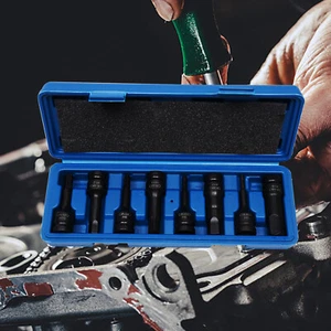 8 Pack 1/2" Drive Hex Socket Bit Set H5 H6 H8 H10 H12 H14 H17 H19 Case Kit - Picture 1 of 12