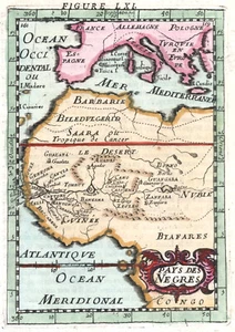 NORTHERN & WESTERN AFRICA "Pays des Negres" 1683 M. MALLET  ORIGINAL ANTIQUE MAP - Picture 1 of 5