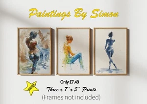 Expressive Female Figures 5"x7" Prints on Matte Paper | Watercolor Art Trio - Picture 1 of 20