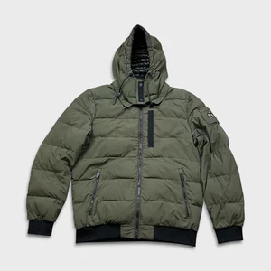 Moose Knuckles Jacket Mens Large Green Puffer Down Full Zip Bomber Heavy Coat - Picture 1 of 17