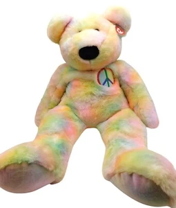 Rarität TY Beanie Baby Jumbo Batik Friedensbär Plüsch 1999 Etikett im Schutz 42 Zoll - Bild 1 von 6