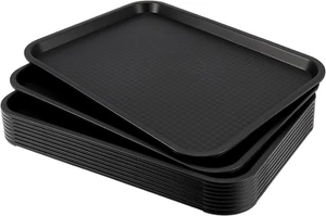 10 Pack Plastic Fast Food Tray, 16 X 12 Inch Plastic Cafeteria Trays with Textur - Picture 1 of 12