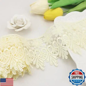 Beige Lace Trim 5 Yards Wide Venise Lace Ribbon Embroidered Edge Trim for Sew - Picture 1 of 4