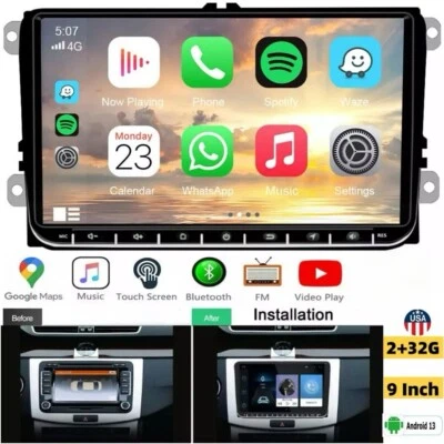 9" Carplay For VW Volkswagen Jetta Passat 2003-2016 Android 13 Car Stereo Radio Foto 1 de 4