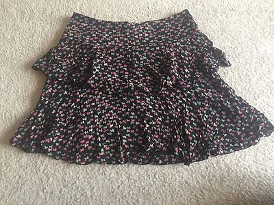 Falda corta de spandex con volantes en capas de seda floral TRINA TURK talla 4 original $248 Foto 1 de 4