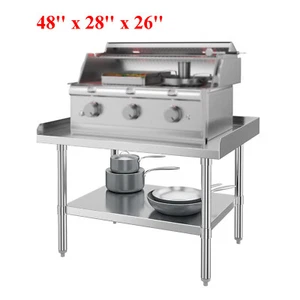 Stainless Steel 48'' x 28'' Restaurant Equipment Stand Grill Table w/ Undershelf - Picture 1 of 10