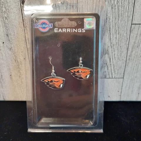 Collegiate Oregon State Beavers Dangle Logo Earrings New in Package Cover