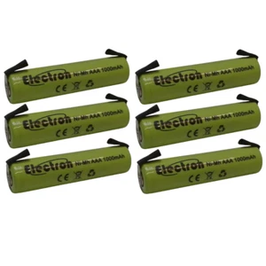 6 Pila Batteria Ministilo AAA 1000mAh ricaricabile NiMh lamelle a saldare 600mAh - Foto 1 di 2