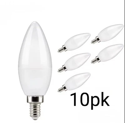 10pk LED Candelabra Bulb C37 Replacement 7W 60W E12 Base 120V 2700K Warm Frosted - Image 1 of 4