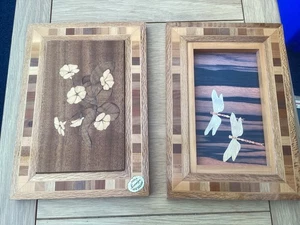 2 New Zealand Wooden Marquetry Artwork John Fletcher 7x10in #B32 - Picture 1 of 10