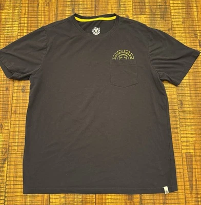 Camiseta ELEMENT Negra Sólida Calce Relajado Bolsillo Grande Logo SkateBoard Tee Foto 1 de 4