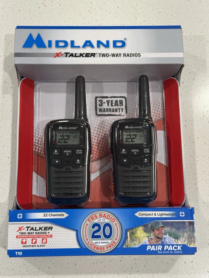 Radios bidireccionales Midland X-Talker -Alcance de hasta 20 millas con 22 canales - Modelo T10 Foto 1 de 3