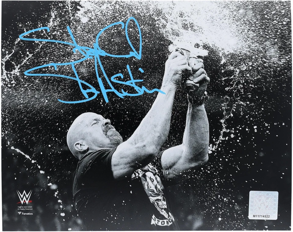 Fotografía autografiada por Stone Cold Steve Austin WWE 8" X 10" Beer Splash Foto 1 de 1