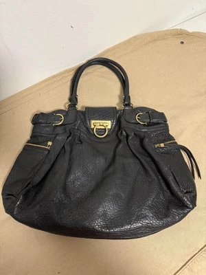 Salvatore Ferragamo Bag Black Pebbled Leather Satchel Made in Italy AU-21 6316 - Image 1 of 4